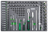 Набор головок и аксессуаров 1/4" и 1/2" 6-гр., 111 предметов в мягком ложементе TOPTUL  GEDB117