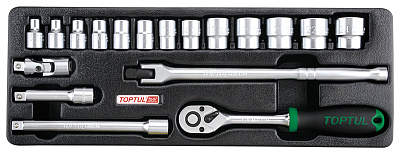 Набор головок и аксессуаров 3/8" 6-24 мм, 18 предметов в ложементе (A) TOPTUL GCAT1808